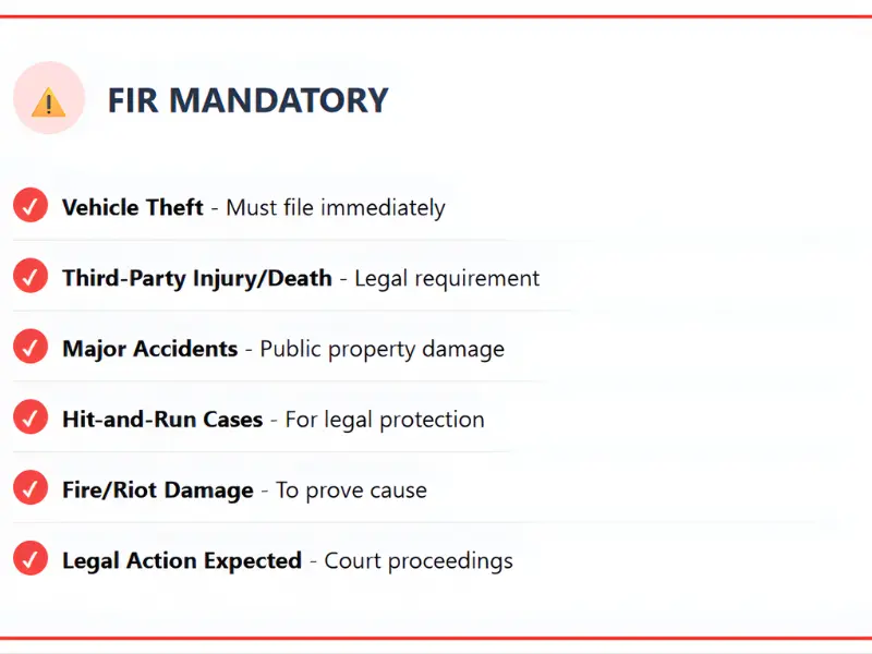 FIR for Motor Insurance Claim in India: When Is It Mandatory? (2025 Complete Guide)